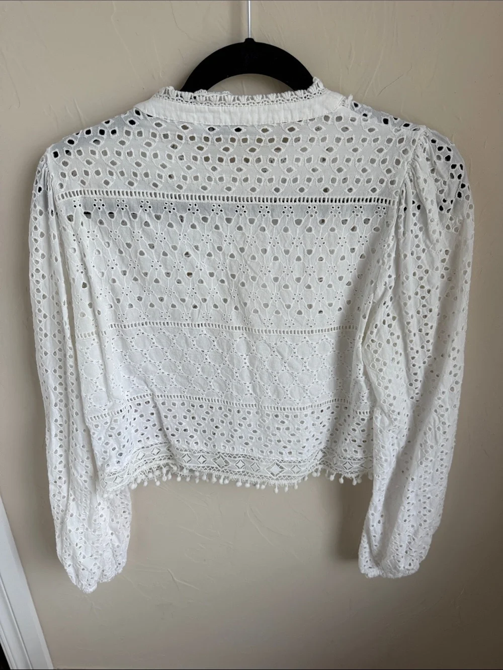 Zara White Eyelet Lace Button-Front Top - Picture 3 of 8